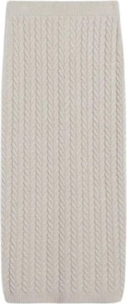 Max Mara Rokken, Dames, Beige, L, Wol, Avignon Geribbelde Taille Pencil Rok