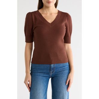 Daniel Rainn Pointelle Stitch Sweater in New Chocolate at Nordstrom Rack, Size X-Large