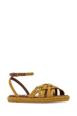 Valentino Garavani Womens Mustard Raffia Vlogo Signature Sandals Senapetobacco Jute Sandali