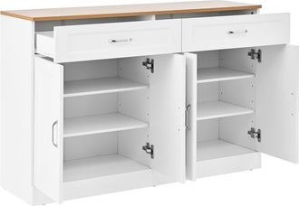 STILVORA Aparador Con 4 Puertas, 2 Cajones Y Estantes Regulables, Estilo Moderno, En Tablero De Part&iacute;culas, Blanco, 120&times;35&times;80,5 Cm