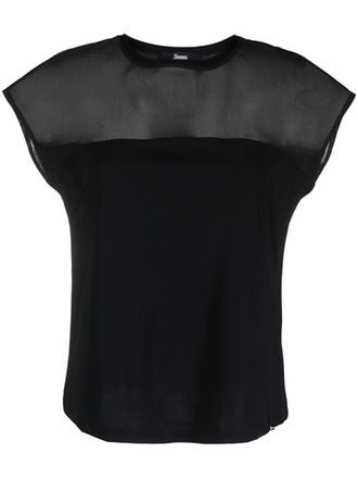 Herno T-shirt met tule - Zwart