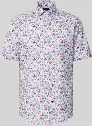 Olymp Regular Fit Business-Hemd mit floralem Muster und Kentkragen in Weiss, Gr&ouml;&szlig;e 39