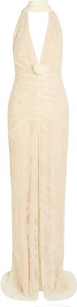De La Vali DE LA Vali Amora Scarf-effect Lace Gown - Ivory - 16 (UK16 / XL)