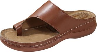 Generic Womens Flip Flops Summer Slides with Massage Sole Comfortable Casual Slippers Arch Support Indoor Outdoor Sandals Non Slip Beach Home Shoes 2026 (Brow