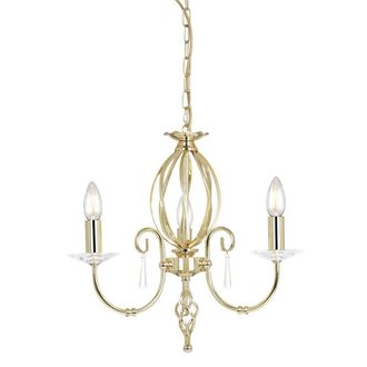 Netlighting Aegean Chandelier 3 Light Polished Brass Finish E14 in Yellow