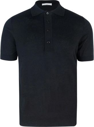 Paolo Pecora Zwarte Geribbelde Polo Shirt Zijde Katoen - Heren - Polos - Zwart - 2XL - Katoen - Tops