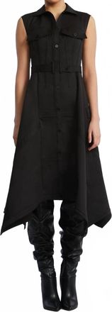 Bcbgmaxazria Scarf Hem Taffeta Twill Dress In Black
