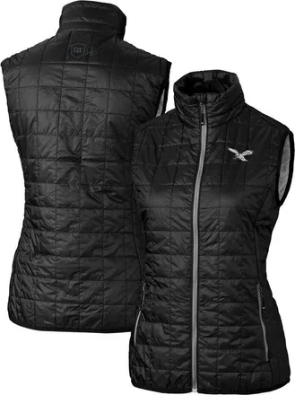 Cutter & Buck Womens Cutter & Buck Black Philadelphia Eagles Gridiron Classics Logo Rainier PrimaLoft Eco Insulated Full-Zip Puffer Vest at Nordstrom, Size Medium