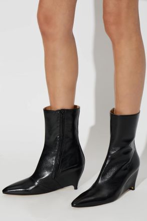 Maison Margiela Leather Wedge Ankle Boots, Womens, Black