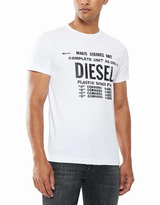 Diesel Mens DIESEL T DIEGO B6 Mens T Shirt Crew Neck Short Sleeve Casual Cotton Tee White - Size: 36