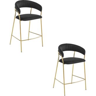 OEM Taburete Badia - Terciopelo Negro / Patas Doradas X 2