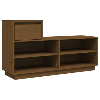 vidaXL Vidaxl - Mueble Zapatero De Madera Maciza Pino Marr&oacute;n Miel 110x34x61 Cm