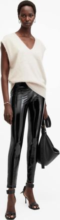 AllSaints Womens Polyurethane Cora High-Rise Shine Leggings, Size: UK 16/US 12