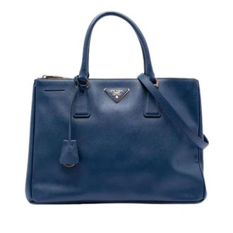 Prada Pre-owned Handbags, female, Blue, Size: ONE SIZE Pre-owned Galleria Satchel