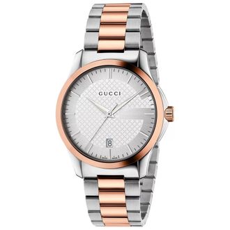 Gucci YA126447 Unisex Watch - Silver & Rose Gold Stainless Steel - One Size