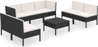 vidaXL 8 Pcs Garden Lounge Set Con Vime Pe Negro