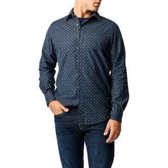 Rodd & Gunn Harrington Neat Paisley Cotton Corduroy Button-Up Shirt in Blueberry at Nordstrom, Size Xxx-Large