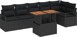 vidaXL Vidaxl - Garden Dining Set Manual 7 pcs Black, Brown 100 x 55 x 73 cm