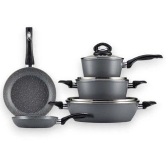Aeternum Batteria set 8 pezzi pentole e padelle antiaderenti in alluminio coniato Brooklyn Taste