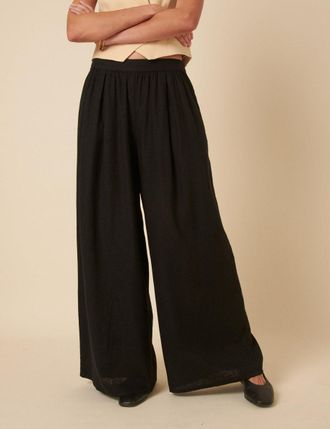 Nobody's Child Black Linen-blend Jerrow Wide Leg Trousers