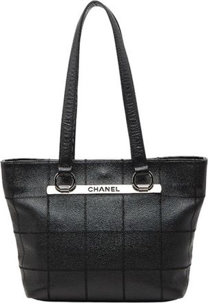Chanel Black Grained Calfskin Handbag Tote Bag (Pre-Owned)