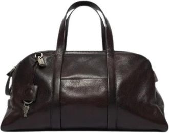Orciani Off Duty Lagoon Midi Leren Duffle Tas - Heren - Weekendtassen - Bruin - ONE Size - Katoen - Tassen