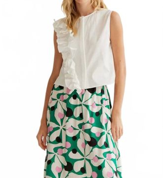 Compa&ntilde;&iacute;afant&aacute;stica Cotton Ruffle Top In White