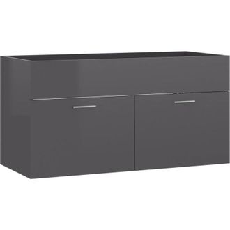 vidaXL Mobile Lavabo Grigio Lucido 90x38,5x46 cm in Legno Multistrato - Vidaxl