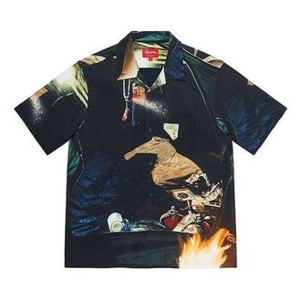 SUPREME Firecracker Rayon S/S Shirt Black Yellow SUP-SS21-749