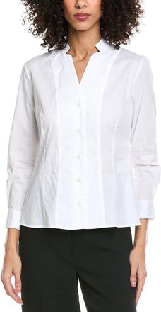 Anne Klein Petite Notched Collar Poplin Shirt