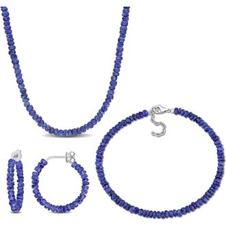 Delmar Blue Sapphire Beaded Earrings, Bracelet & Necklace Set at Nordstrom Rack