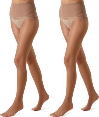 MeMoi Crystal 2-Pack Sheer Tights in Honey at Nordstrom, Size X-Large