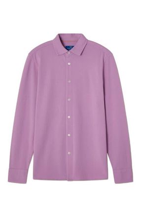 Robert Talbott Foster Long Sleeve Knit Shirt in Lavender at Nordstrom, Size Xx-Large
