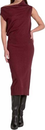 Elan Off Shoulder Midi Sweater Dress In Maroon