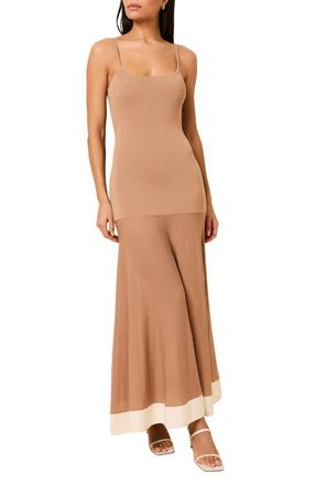 Solid & Striped The Tess Contrast Border Sweater Dress in Camel at Nordstrom, Size X-Small