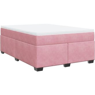 vidaXL Vidaxl - Cama Box Spring Con Colch&oacute;n Terciopelo Rosa 140x200 Cm