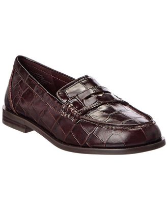 Madewell Grayson Croc-Embossed Leather Penny Loafer