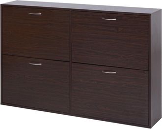 HOMCOM Scarpiera Salvaspazio 24 Paia con Mensole Regolabili e 4 Cassetti Marrone - Homcom