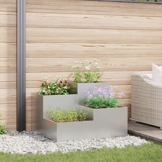 Berkfield Home Garden Planter 80x80x60 cm Galvanised Steel in Black | Size: 80 x 80 x 60 cm
