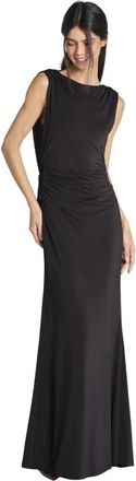 Access Fashion Lange Jersey Jurk met V-rug - Dames - Avondkleed - Zwart - M - Polyester - Kleedjes