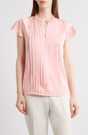 Elie Tahari The Zion Stretch Silk Pleated Blouse in Pink Sky at Nordstrom Rack, Size X-Small