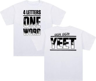 Generic Jey USO Four Letters One Word Yeet T-Shirt Crewneck Short Sleeve Cotton Tee Women Men Streetwear Tops (White,XXS)