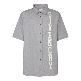 Givenchy Short Sleeve Shirts, male, Gray, Size: XL College Shirt in Fleece