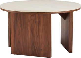 Oviala Mesa de centro redonda con acabado efecto madera, di&aacute;m 80 cm, oscura