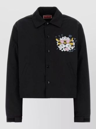 Kenzo cotton blend jacket collared neck pockets