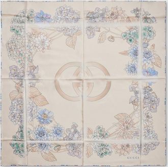 Gucci Printed Silk Twill Carr&eacute;, White