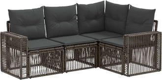 vidaXL Conjunto De Sof&aacute;s De Jard&iacute;n 4 Uds. Gris Y Gris Oscuro Vidaxl
