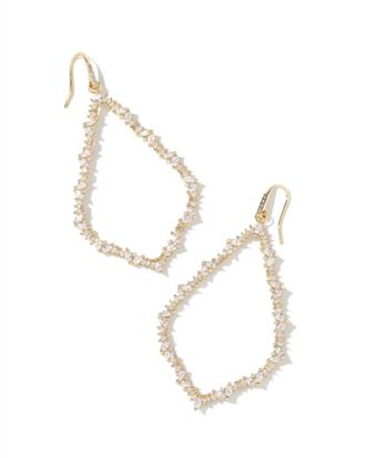 Kendra Scott Womens Sophee Open Frame Earrings In Gold White Crystal