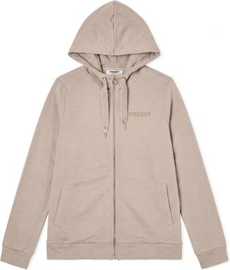 Freddy Felpa Regular Donna con Cappuccio e Zip, Spacchi sul Fondo
