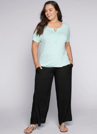 Sheego Schlupfhose SHEEGO, Damen, Gr. 40, Normalgr&ouml;ssen, schwarz, 100% Viskose, unifarben, Hosen Schlupfhose